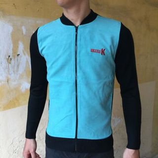 Áo len kéo khoá da lộn