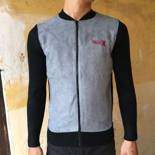 Áo len kéo khoá da lộn
