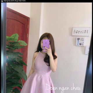 d4629 đầm tùng xòe kết ngọc trai - chất gấm giá sỉ