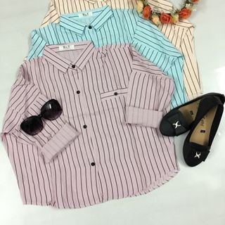 Áo sơ mi nữ tay dài túi mổ