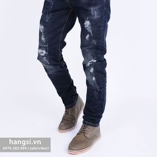 Quần jeans nam slim rách bụi