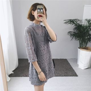 Đầm ren 2 lớp tay lửng 3/4