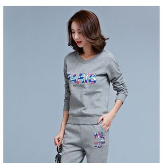 Set bộ thể thao paris xám thời trang