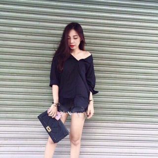Hg-526 áo sơ mi nữ 2 nẹp form rộng màu hồng