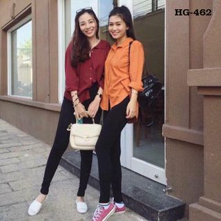 Hg-526 áo sơ mi nữ 2 nẹp form rộng màu hồng