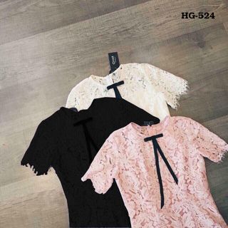 Hg-524 đầm ren thắt nơ đen