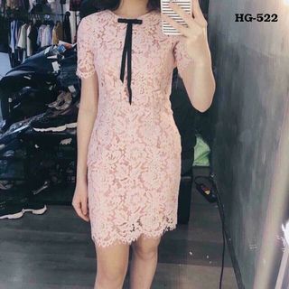 Hg-523 đầm ren thắt nơ màu trắng