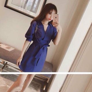 Hg-519 đầm suông cổ vest màu đen