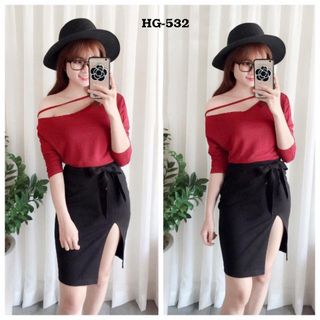Áo thun kiểu lệch vai dây cổ 4 màu