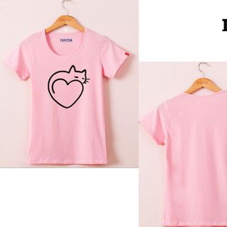 Áo thun nam nữ in họa tiết love trái tim