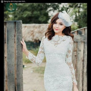 d4737 đầm body ren day dài - chất ren giá sỉ