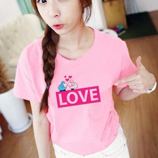 I-75 áo thun tay ngắn in 2 con cừu chữ love