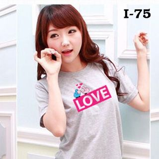 I-75 áo thun tay ngắn in 2 con cừu chữ love