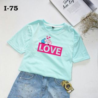 I-75 áo thun tay ngắn in 2 con cừu chữ love