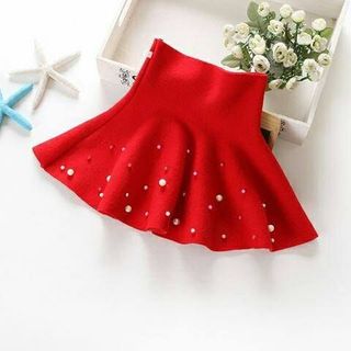 Chân váy len đính ngọc trai