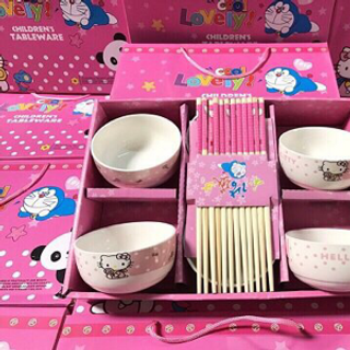 Bộ chén sứ đũa hello kitty