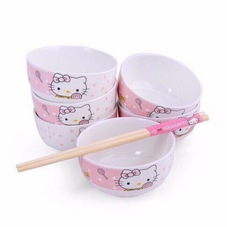 Bộ chén sứ đũa hello kitty