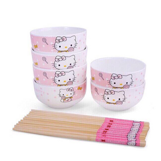 Bộ chén sứ đũa hello kitty