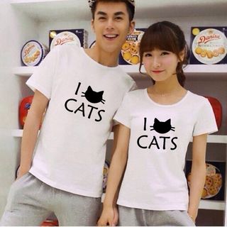 I-80 áo thun tay ngắn in chữ i cats