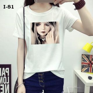 I-80 áo thun tay ngắn in chữ i cats