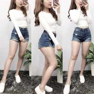 Áo croptop thun gân