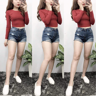 Áo croptop thun gân