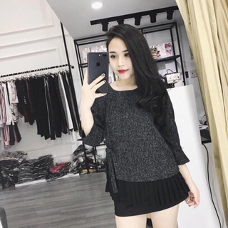 Áo vạt chéo chân xếp ly voan y hình