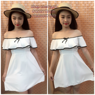 Đầm xoè bẹt vai hình chụp