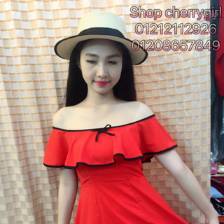 Đầm xoè bẹt vai hình chụp