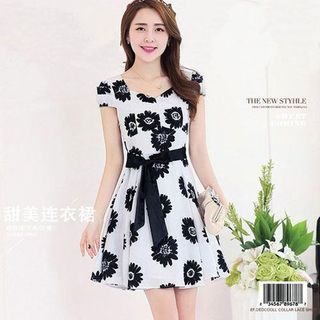 Đầm công sở xòe in hoa thanh lịch s180-ttgs936