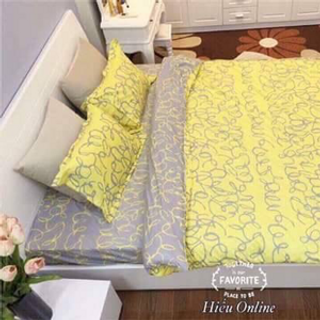 Bộ chăn ga cotton poly trần bông