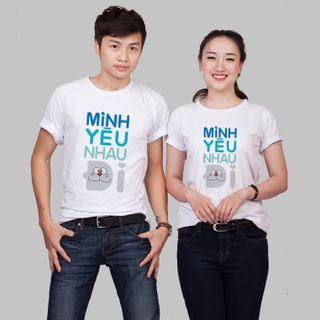 Áo thun cặp màu trăng in bé gái