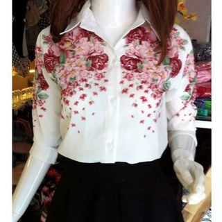 Áo sơmi công sở perfume in hoa hồng k199