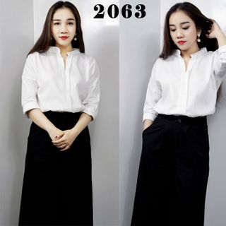 Áo sơ mi nữ form hàn quốc tay dài trơn