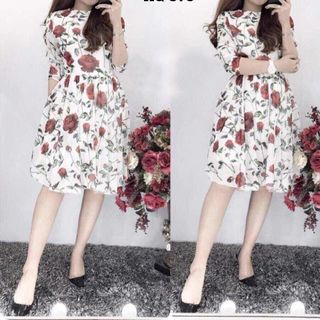Hg-579 đầm voan hoa hồng