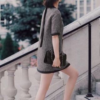 Hg-601 đầm suông viền nơ
