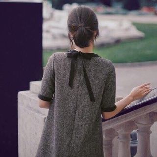 Hg-601 đầm suông viền nơ
