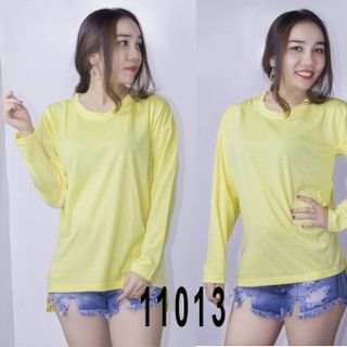 Áo thun nữ tay dài cổ tròn form rộng style korea