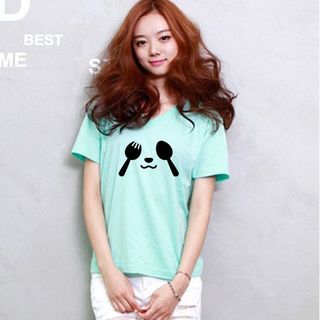 I-98 áo thun in họa tiết muỗng nĩa