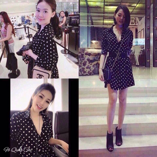 Đầm sơ mi chấm bi mặc xinh lắm hình 100