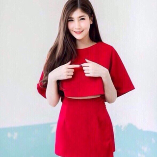 Bộ set quần váy áo tay loa y hình 100