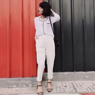 Hg-609 áo sơ mi nữ viền piazama 3 màu