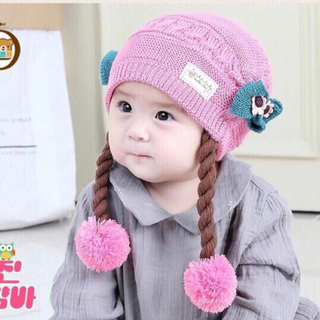 Mũ len đầu có tóc giả dài
