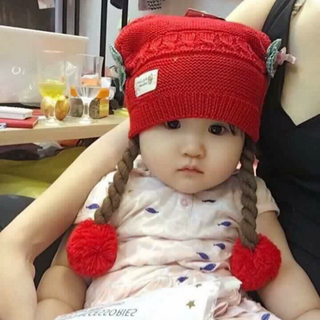 Mũ len đầu có tóc giả dài