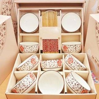 Bộ chén đũa nhật hoa văn 6 chén - 6 đôi đũa