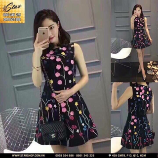 Đầm suông sát nách in hoa nhí