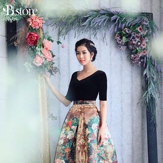 Đầm tùng gấm in 3d trên thun cát hàn