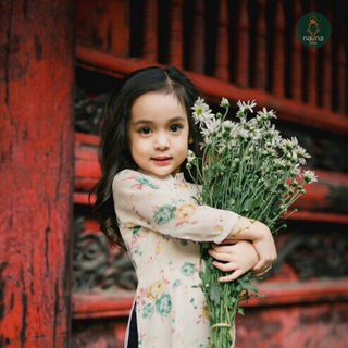 Sét áo dài mẹ và bé in hoa