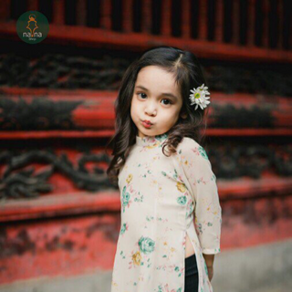 Sét áo dài mẹ và bé in hoa