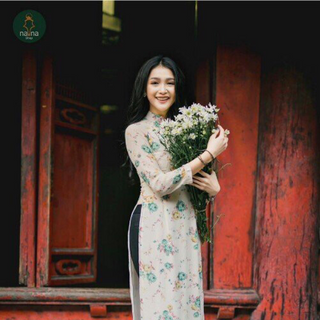 Sét áo dài mẹ và bé in hoa